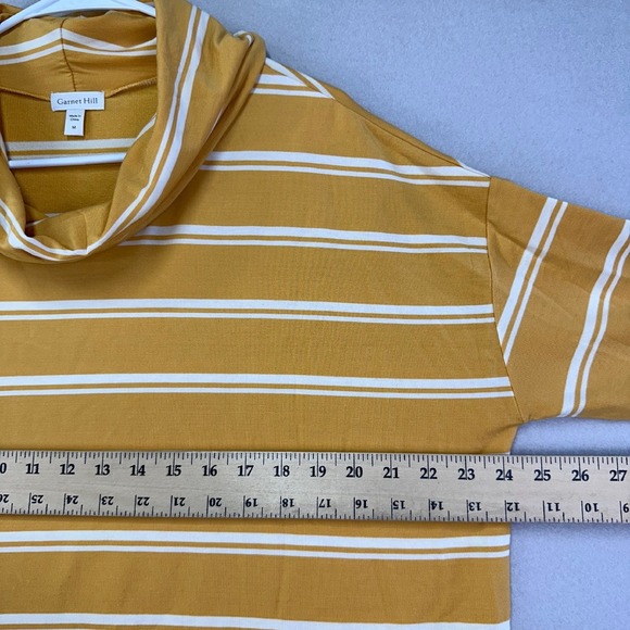 Garnet Hill Blouse Womens M Yellow Cowl Neck Long Sleeve‎ Tencel Lyocell Striped - Picture 8 of 10